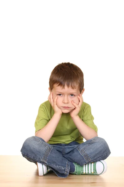 Little Boy Big Problem Five Years Old Boy Isolated White — Stock Photo, Image