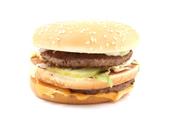 Délicieux Cheeseburger Isolé Sur Blanc Une Alimentation Malsaine — Photo