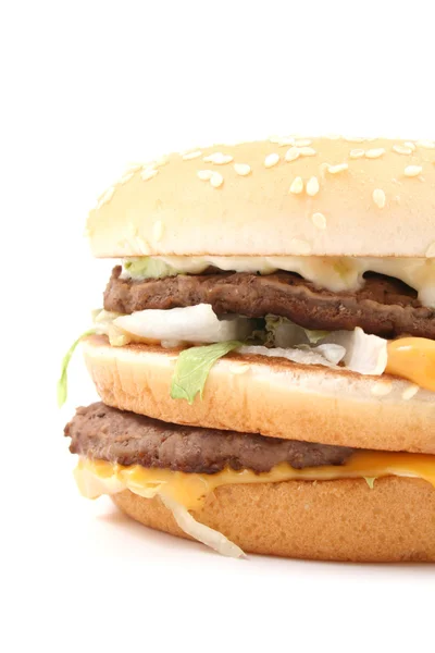 Délicieux Hamburger Isolé Sur Blanc Mauvaise Alimentation — Photo