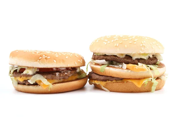 Hamburger Délicieux Grand Hamburger Isolé Sur Blanc Une Alimentation Malsaine — Photo