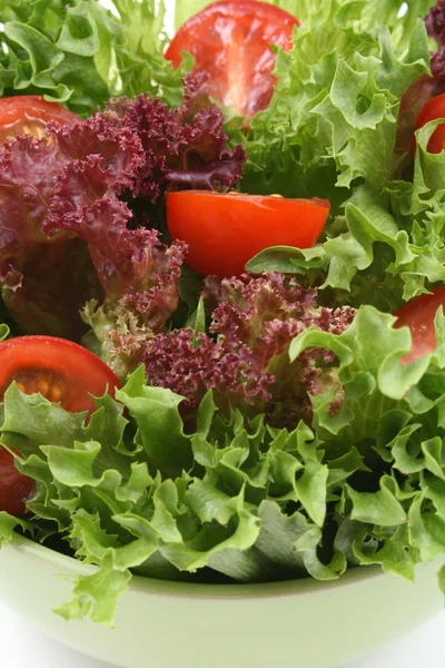 Nahaufnahmen Von Frischem Salat Und Tomaten — Stockfoto