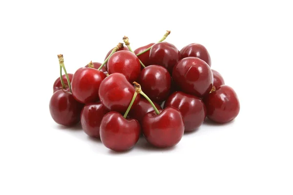 Pile Delicious Cherries Isolated White — Stock Photo, Image