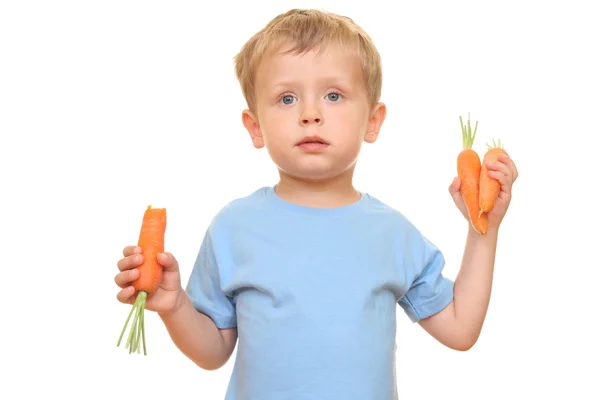 Criança e cenoura — Fotografia de Stock