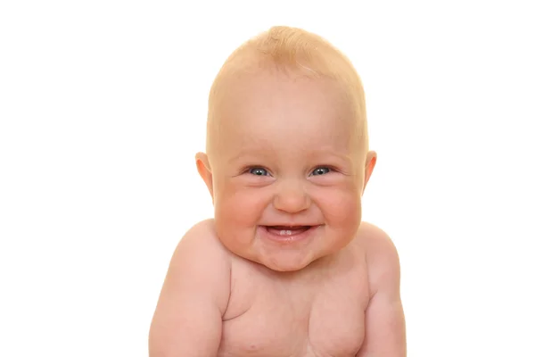 Retrato Meses Bebê Menina Isolado Branco — Fotografia de Stock