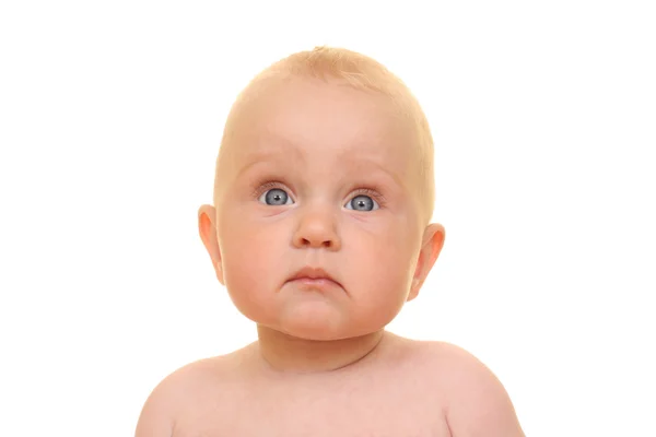 Portret Van Maanden Babymeisje Geïsoleerd Wit — Stockfoto