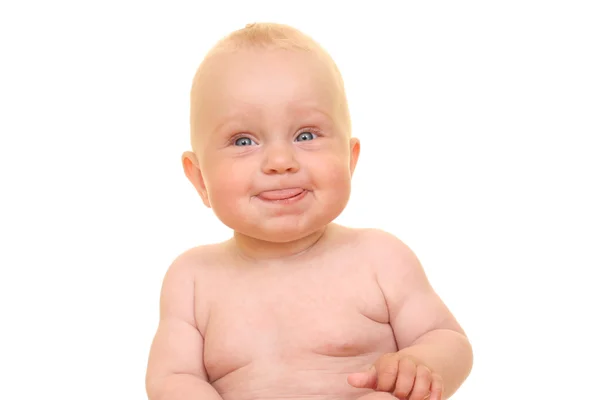 Retrato Meses Bebê Menina Isolado Branco — Fotografia de Stock