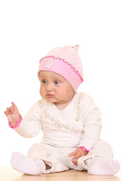 Monate Baby Mädchen Isoliert Auf Weiß — Stockfoto