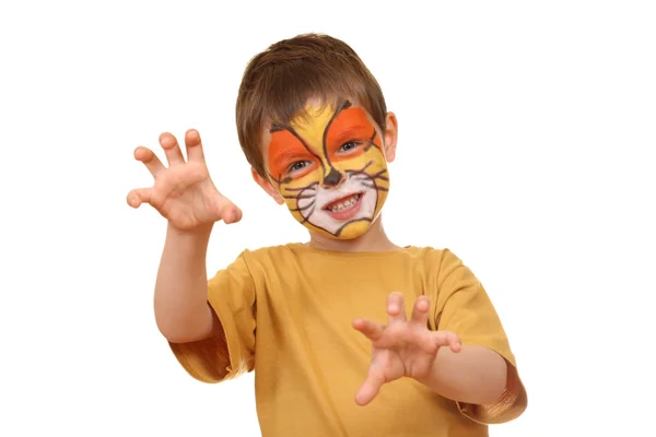Five Years Old Boy Painted Face Isolated White Royalty Free Stock Photos