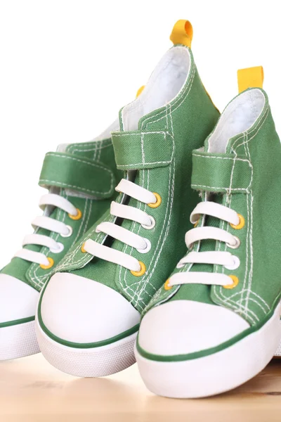 Gröna Sneakers För Barn Golvet — Stockfoto