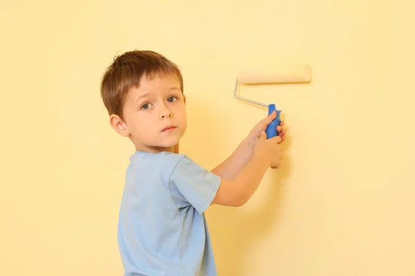 Jähriger Junge Bereit Wand Bemalen — Stockfoto
