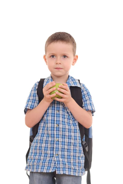 Years Old Boy Ready School Isolated White — Stock Photo, Image