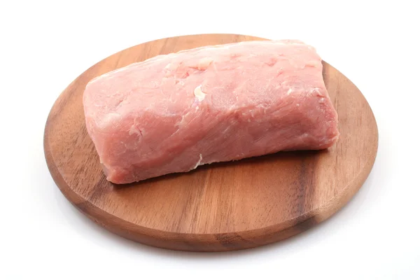 Мясо Бескостной Свинины Борту Изолировано Белом — стоковое фото