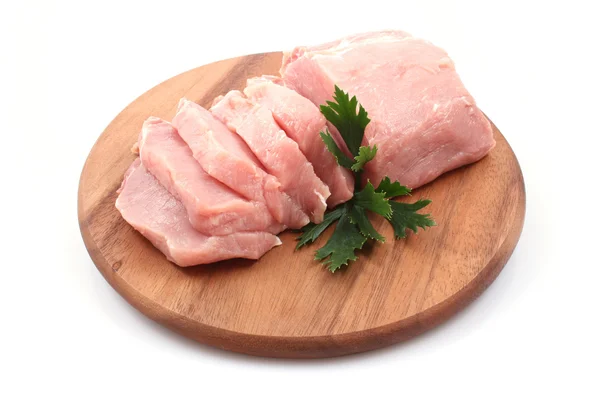 Boneless Pork Loin Board Isolated White — Stock Photo, Image
