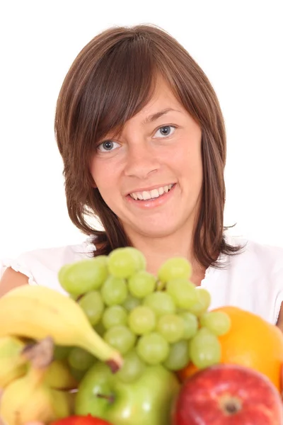 Woman and fruits — Stock Photo, Image