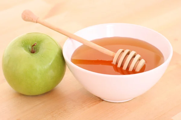 Tigela de mel e maçã — Fotografia de Stock