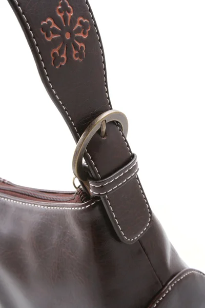 Close Ups Brown Handbag Isolated White — Stock Photo, Image