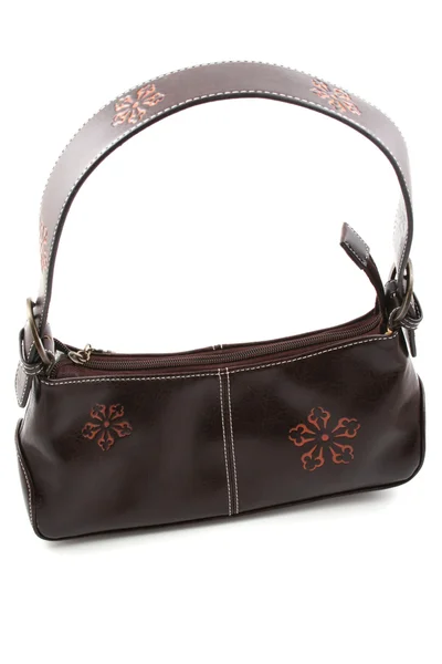 Close Ups Brown Handbag Isolated White — Stock Photo, Image