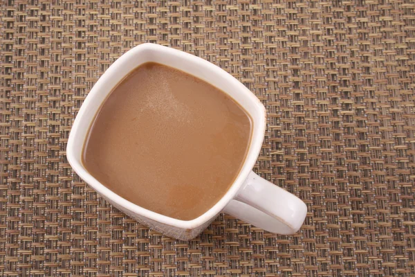 Filiżanka Kawy Brązowym Tle — Zdjęcie stockowe