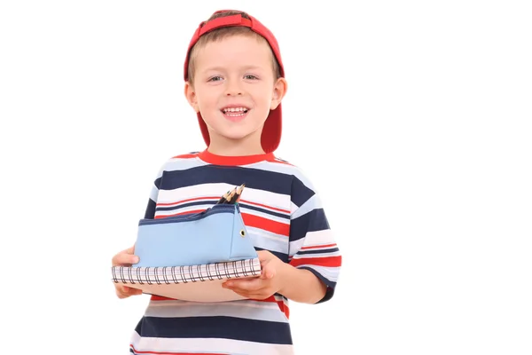 Years Old Boy Stationary Ready School Isolated White — Stock Photo, Image
