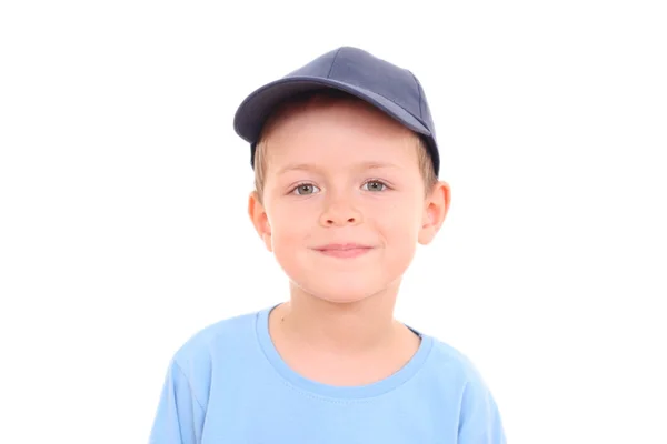 Πορτρέτο Του Ετών Αγόρι Απομονωμένο Λευκό — Φωτογραφία Αρχείου