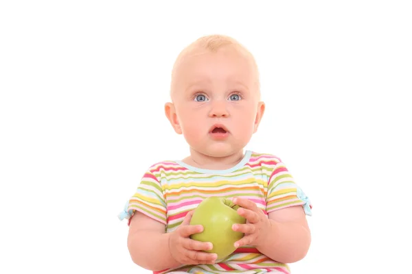 Baby a jablko — Stock fotografie