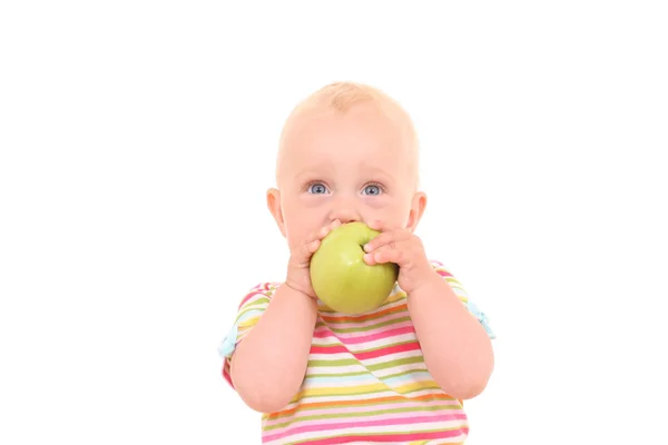 Дитина і яблуко — стокове фото