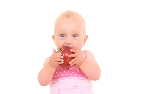 Bebé y manzana — Foto de Stock