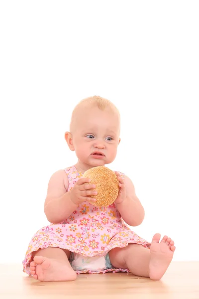 Πορτρέτο Του Κοριτσάκι Μηνών Ζύμη Που Απομονώνονται Λευκό — Φωτογραφία Αρχείου