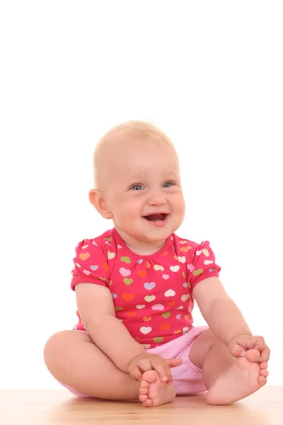 10ヶ月の少女の肖像画白い上に隔離 — ストック写真