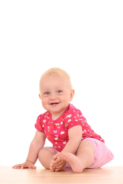 Retrato Meses Bebê Menina Isolada Branco — Fotografia de Stock