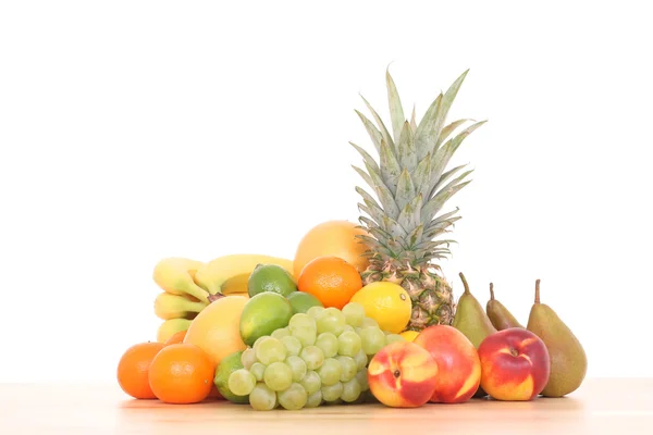 Lotes Várias Frutas Frescas Isoladas Branco — Fotografia de Stock