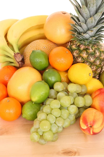 Lotes Várias Frutas Frescas Isoladas Branco — Fotografia de Stock