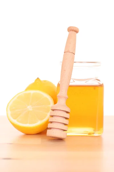 Erkältungs Und Grippemittel Honig Und Zitrone — Stockfoto