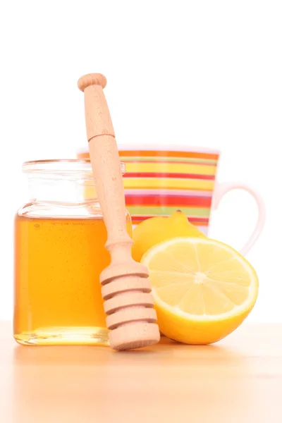Erkältungs Und Grippemittel Honig Und Zitrone — Stockfoto