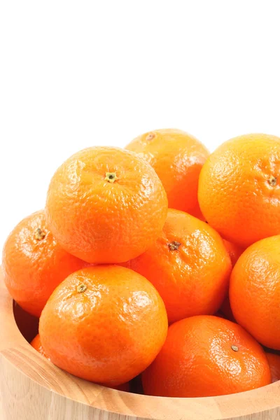 Skål Med Färska Mandariner Isolerad Vit — Stockfoto