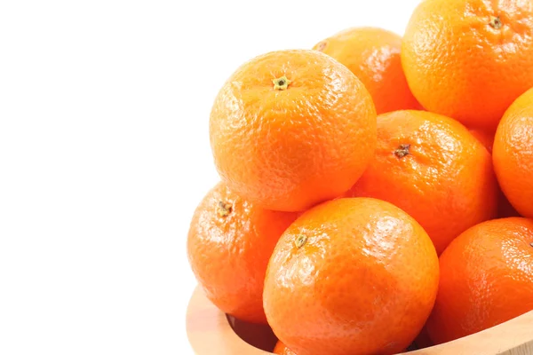 Skål Med Färska Mandariner Isolerad Vit — Stockfoto