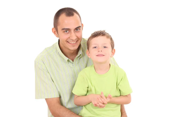 父亲和 年的老儿子上白色隔离 — 图库照片