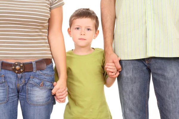 Ετών Αγόρι Τους Γονείς Του Απομονωθεί Λευκό — Φωτογραφία Αρχείου