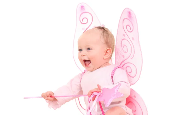 Months Little Baby Girl Pink Wings — Stock Photo, Image