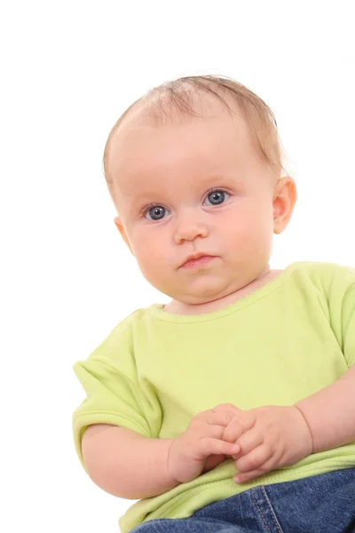 Meses Bebê Menina Isolado Branco — Fotografia de Stock