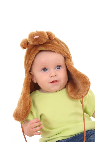 6 månader baby flicka i hatt — Stockfoto