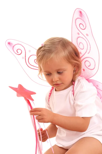 stock image 4 years old girl as a fairy isolated on white