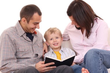 Leisure activity - family reading clipart