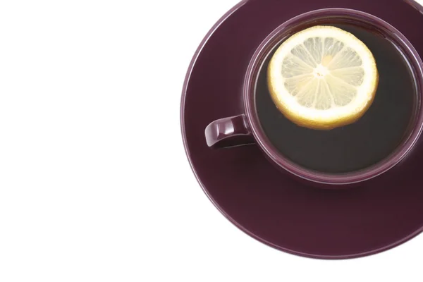 Xícara Chá Com Limão Isolado Branco — Fotografia de Stock