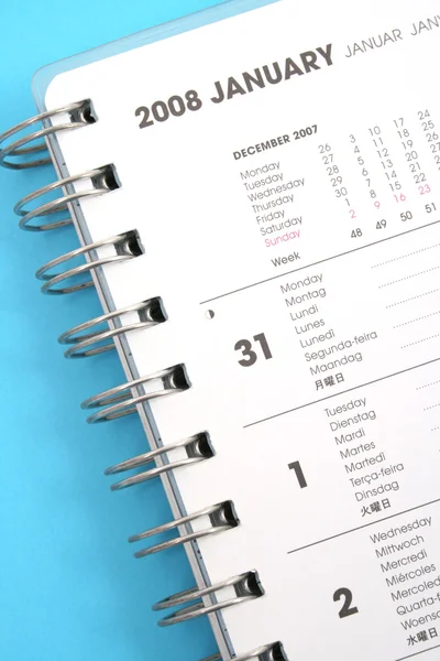 Close Ups Year Planner Blue Background — Stock Photo, Image