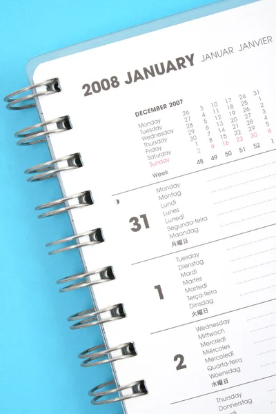 Close Ups Year Planner Blue Background — Stock Photo, Image
