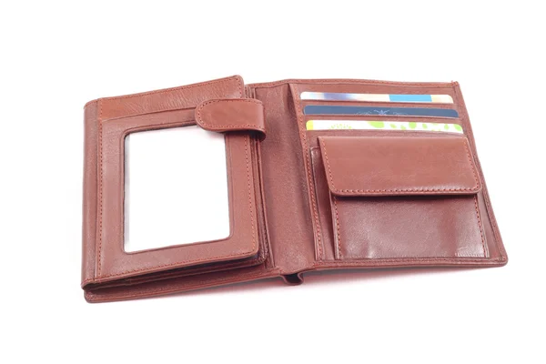 Brown leather wallet — Stock Photo, Image