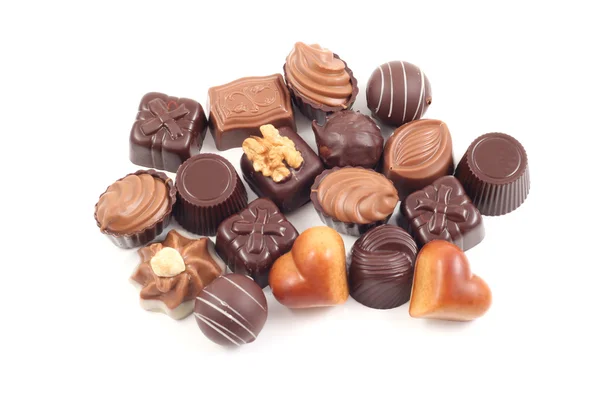 Various Delicious Pralines Isolated White — Stock Photo, Image