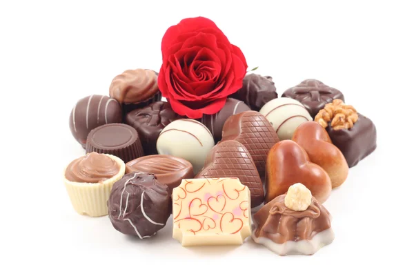 Various Delicious Pralines Isolated White — Stock Photo, Image