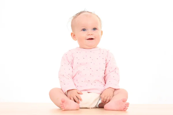 Kleine Monate Kleine Mädchen Isoliert Auf Weiß — Stockfoto